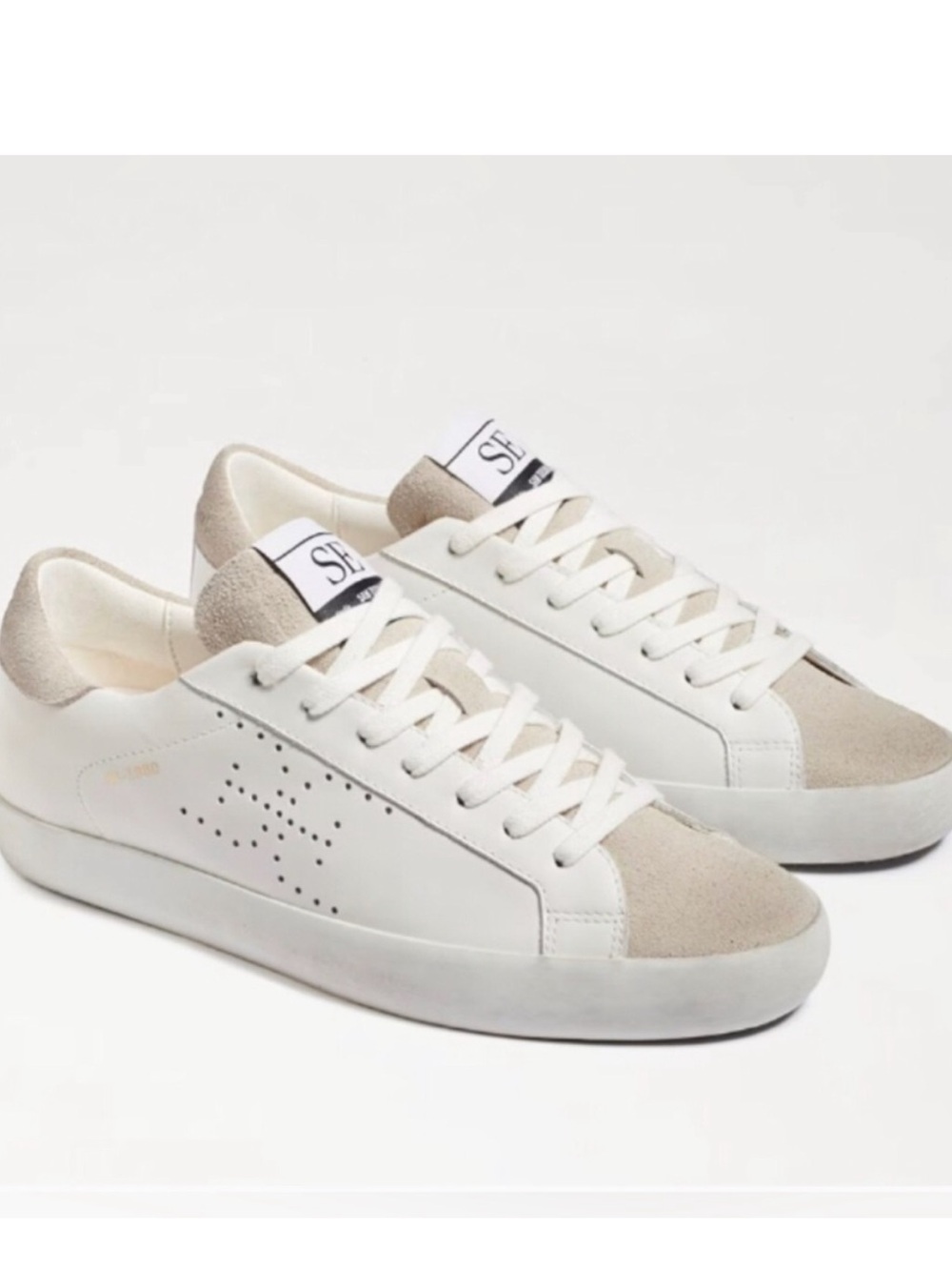 Sam Edelman Women's Aubrie Sneaker in White/Greige Size 9.5 EU 39.5